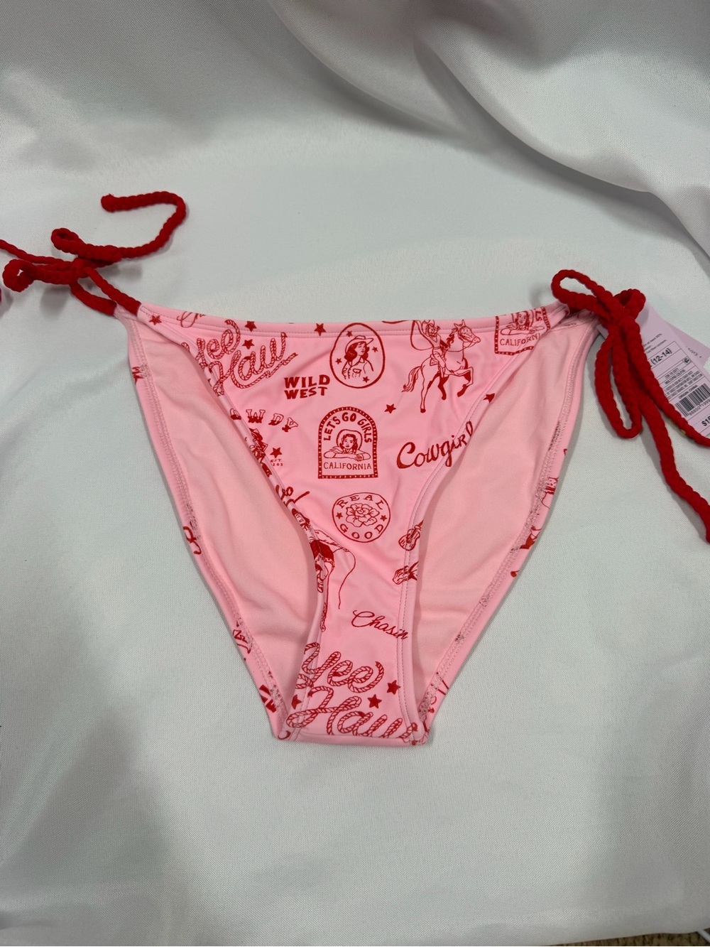 NWT Wild Fable | Cowgirl Pink Swim Bottoms Tie Sides Extra Cheeky Size Large
